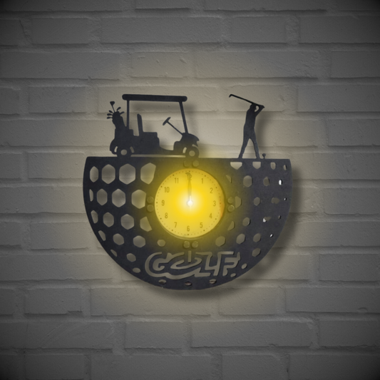 Golf Backlight Wall Clock – Glow-in-the-Dark Decor for Golfers, Sports Rooms & Fairway Fans (12 Inch)