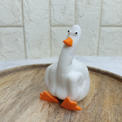 White Duck Squeeze– Novelty Resin Sculpture for Home & Office Decor