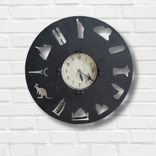 Monument Theme LED Wall Clock – Illuminated World Landmark Design, 12-Inch Decorative Light-Up Clock