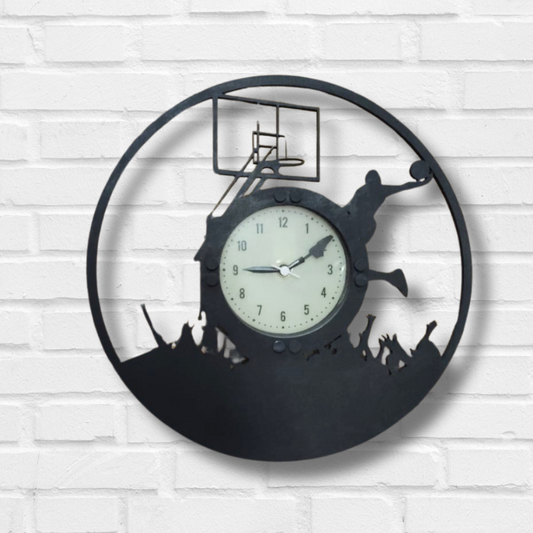 Basketball Slam Dunk LED Wall Clock – Glow-in-the-Dark Sports Theme for Boys Room & Man Cave (12 Inch)