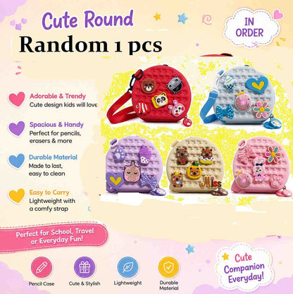 Cute Mini Purse for Little Girls | Round Crossbody Sling Bag | Soft Silicone Coin Purse | Kids Shoulder Bag | Random 1 Piece