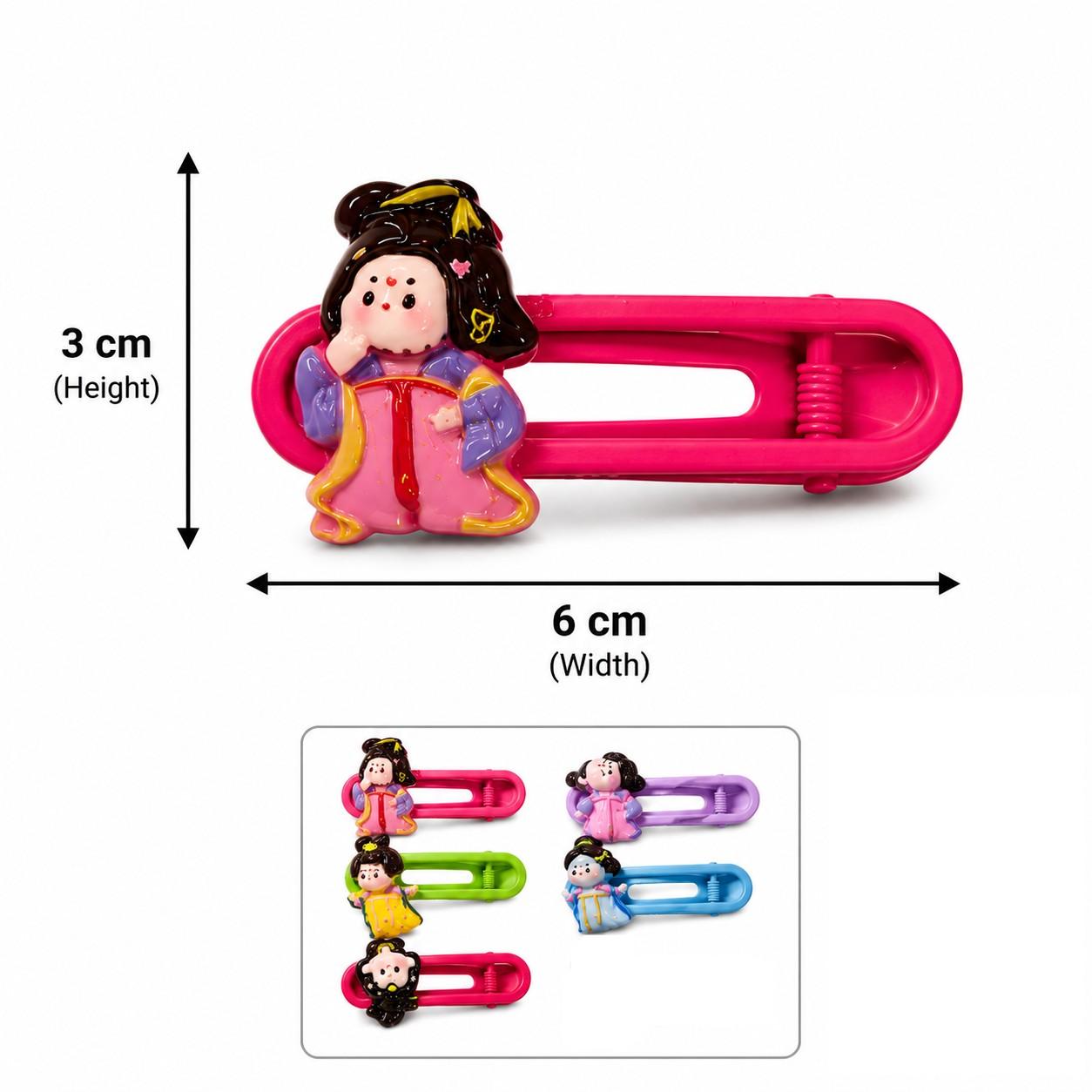 Cartoon Princess Hair Clip Set of 5 for Kids, Girls & Teens | Cute Colorful Snap Hair Clips