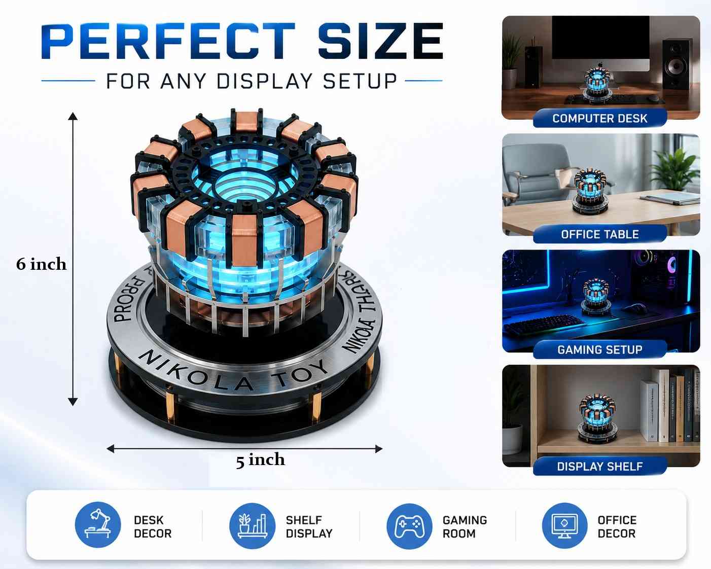 Arc Reactor LED Display Collectible | USB Powered Sci-Fi Desk Decor | Premium Acrylic Display Piece for Gaming Room, Office & Collector Shelf (Cod not Available)