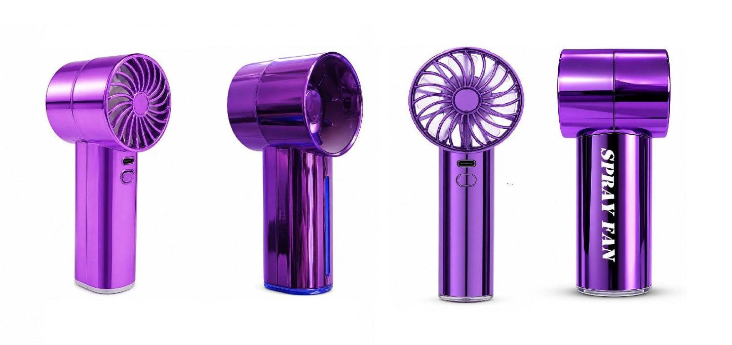 Portable Rechargeable Spray Fan with Mist – USB Mini Handheld Cooling Fan, Metallic Purple (RANDOM 1 PCS)