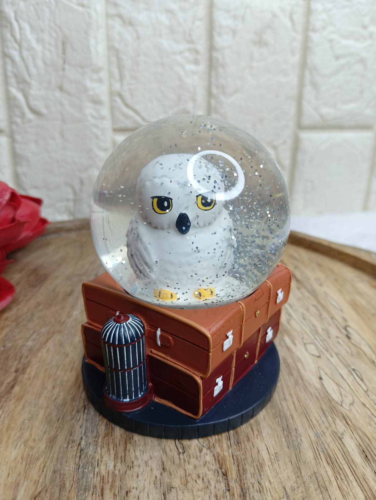 Harry Potter Hedwig Snow Globe – Cute Owl on Suitcases | No Light, No Movement, No Sound