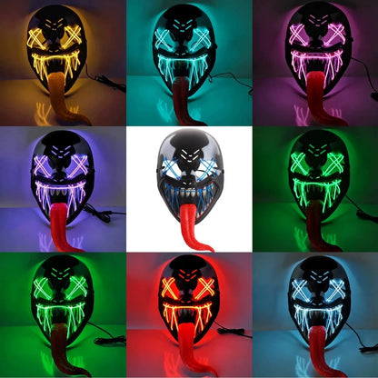 Venom Style LED Mask with Tongue – Random Color Light | Battery Not Included