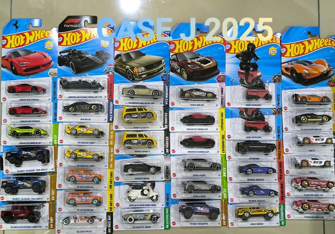 Hot Wheels 2025 J Case Sealed Box – 72 Die-Cast Cars Collectible Set