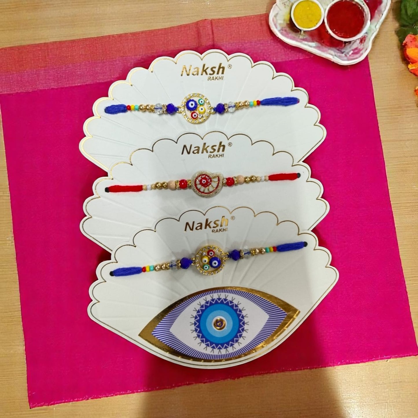 Trendy Evil Eye Rakhi Combo – Stylish Rakhis with Protection Beads