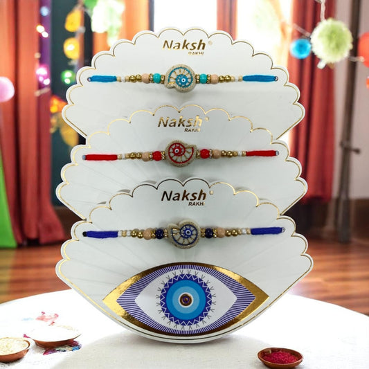 Trendy Evil Eye Rakhi Combo – Stylish Rakhis with Protection Beads