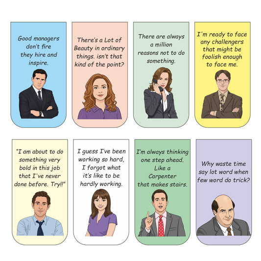 The Office Bookmark Set of 10-8 Magnetic Bookmarks + 2 Paper Bookmarks for Book Lovers, (11 x 2.9 cm)