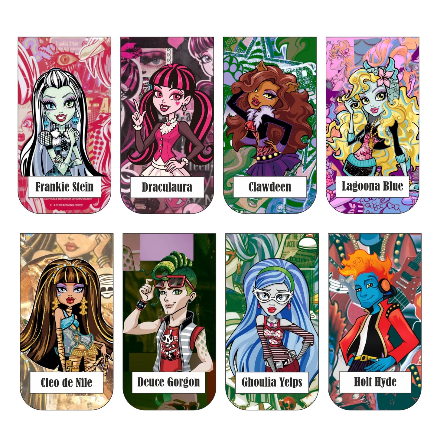 Monster High Bookmark Set of 10-8 Magnetic Bookmarks + 2 Paper Bookmarks for Book Lovers, (11 x 2.9 cm)