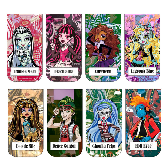Monster High Bookmark Set of 10-8 Magnetic Bookmarks + 2 Paper Bookmarks for Book Lovers, (11 x 2.9 cm)