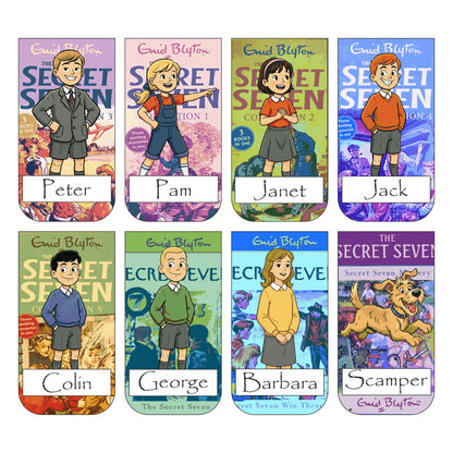 Secret Seven Bookmark Set of 10-8 Magnetic Bookmarks + 2 Paper Bookmarks for Book Lovers, (11 x 2.9 cm)