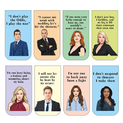 The Suits Bookmark Set of 10-8 Magnetic Bookmarks + 2 Paper Bookmarks for Book Lovers, (11 x 2.9 cm)