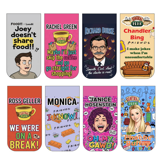 Friends Quotes Bookmark Set of 10-8 Magnetic Bookmarks + 2 Paper Bookmarks for Book Lovers, (11 x 2.9 cm)
