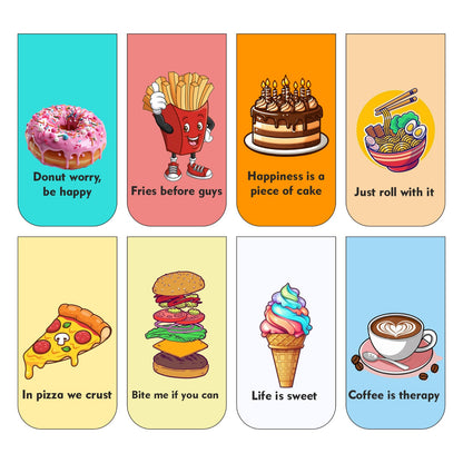 Food Desserts Bookmark Set of 10-8 Magnetic Bookmarks + 2 Paper Bookmarks for Book Lovers, (11 x 2.9 cm)