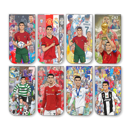 Ronaldo Bookmark Set of 10-8 Magnetic Bookmarks + 2 Paper Bookmarks for Book Lovers, (11 x 2.9 cm)