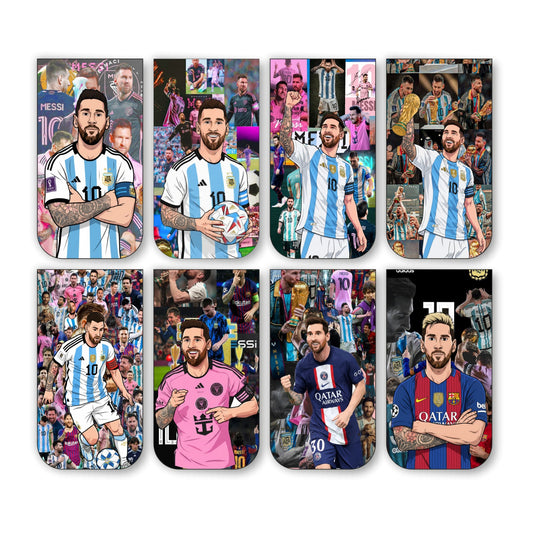 Lionel Messi Bookmark Set of 10-8 Magnetic Bookmarks + 2 Paper Bookmarks for Book Lovers, (11 x 2.9 cm)