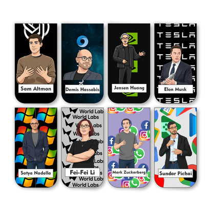 Tech Icon Bookmark Set of 10-8 Magnetic Bookmarks + 2 Paper Bookmarks for Book Lovers, (11 x 2.9 cm)