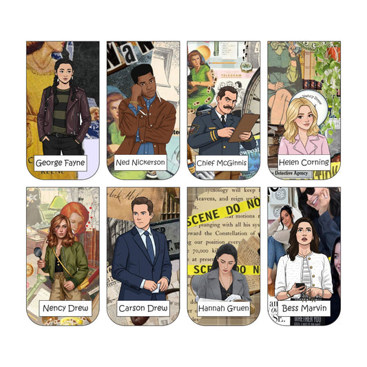 Nancy Drew Bookmark Set of 10-8 Magnetic Bookmarks + 2 Paper Bookmarks for Book Lovers, (11 x 2.9 cm)