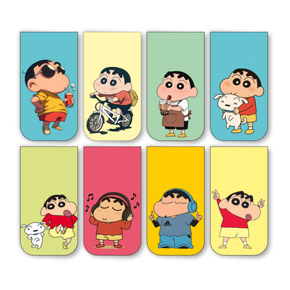 Shinchan Bookmark Set of 10-8 Magnetic Bookmarks + 2 Paper Bookmarks for Book Lovers, (11 x 2.9 cm)