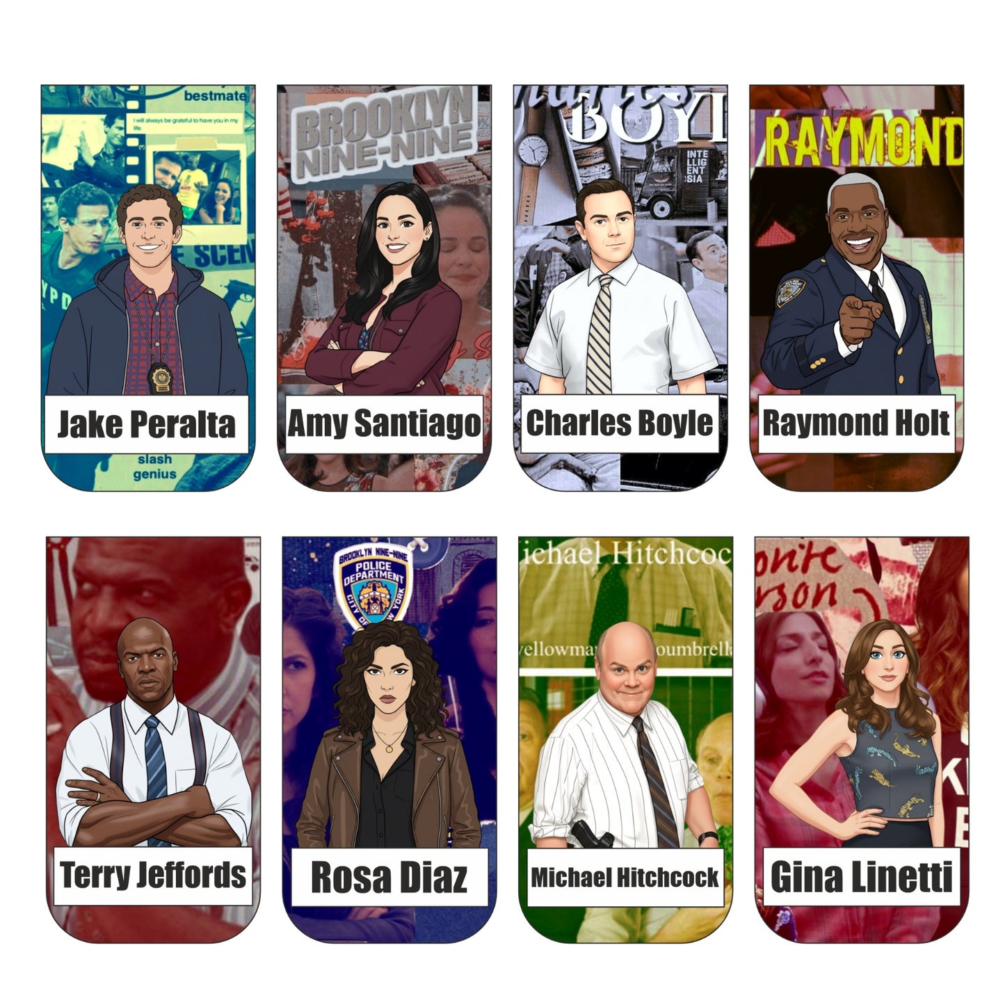 Brooklyn 99 Bookmark Set of 10-8 Magnetic Bookmarks + 2 Paper Bookmarks for Book Lovers, (11 x 2.9 cm)