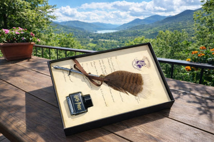 Harry Potter Inspired Quill Pen Set with Feather Dip Pen and Ink Bottle, Wizard Theme Gift