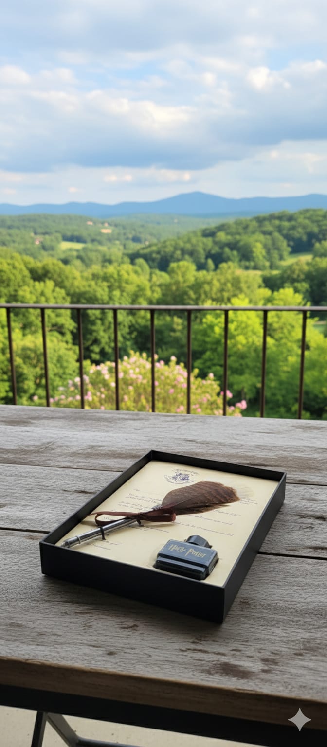 Harry Potter Inspired Quill Pen Set with Feather Dip Pen and Ink Bottle, Wizard Theme Gift