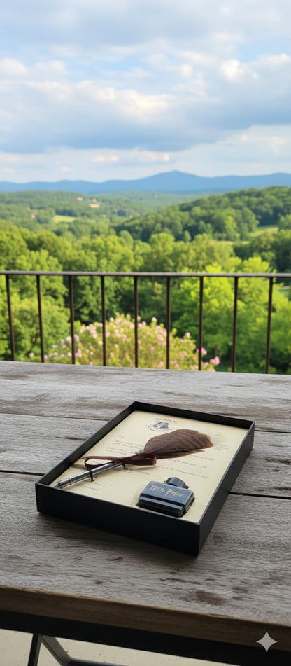 Harry Potter Inspired Quill Pen Set with Feather Dip Pen and Ink Bottle, Wizard Theme Gift