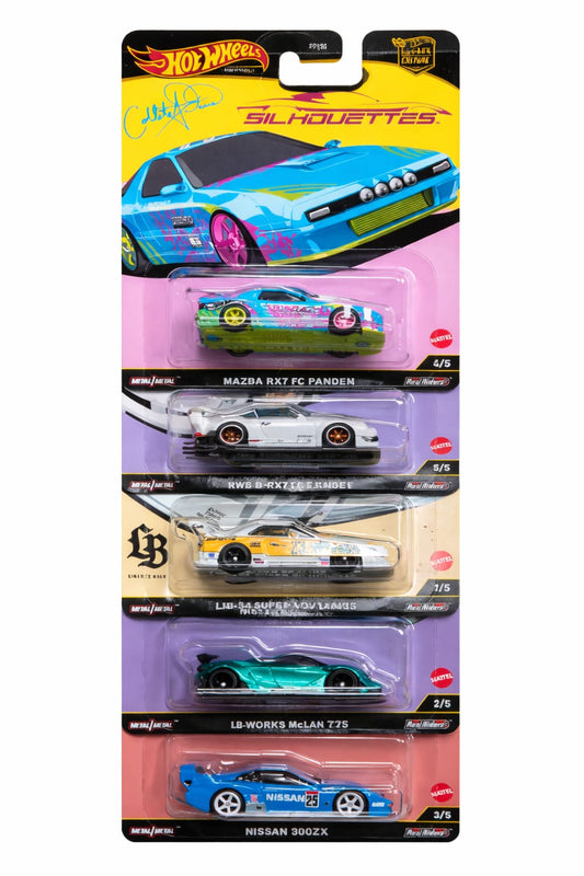 Hot Wheels Car Culture Silhouettes Premium Set of 5 – Imported Die-Cast Collector Cars with Real Riders(COD NOT AVAILABLE)