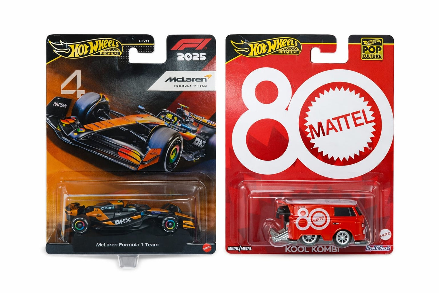 Hot Wheels Premium F1 McLaren Formula 1 Team 2025 #4 with Kool Kombi Mattel 80- Metal/Metal Real Riders (COD NOT AVAILABLE)
