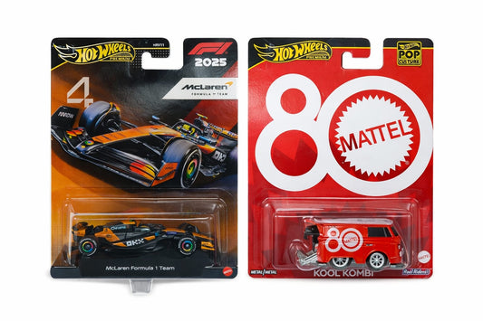 Hot Wheels Premium F1 McLaren Formula 1 Team 2025 #4 with Kool Kombi Mattel 80- Metal/Metal Real Riders (COD NOT AVAILABLE)