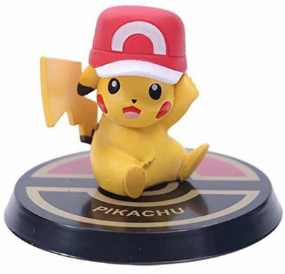 Pokemon Pikachu Mini Figure with Cap | Cute Cartoon Collectible Toy | Desk Decor | Kids Gift | 6 cm Figure