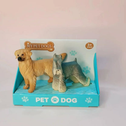 Dog Figure Toy Pack of 2 – Golden Retriever & Miniature Schnauzer | Realistic Pet Dog Animal Model | Kids Educational Toy | Desk Decor Collectible