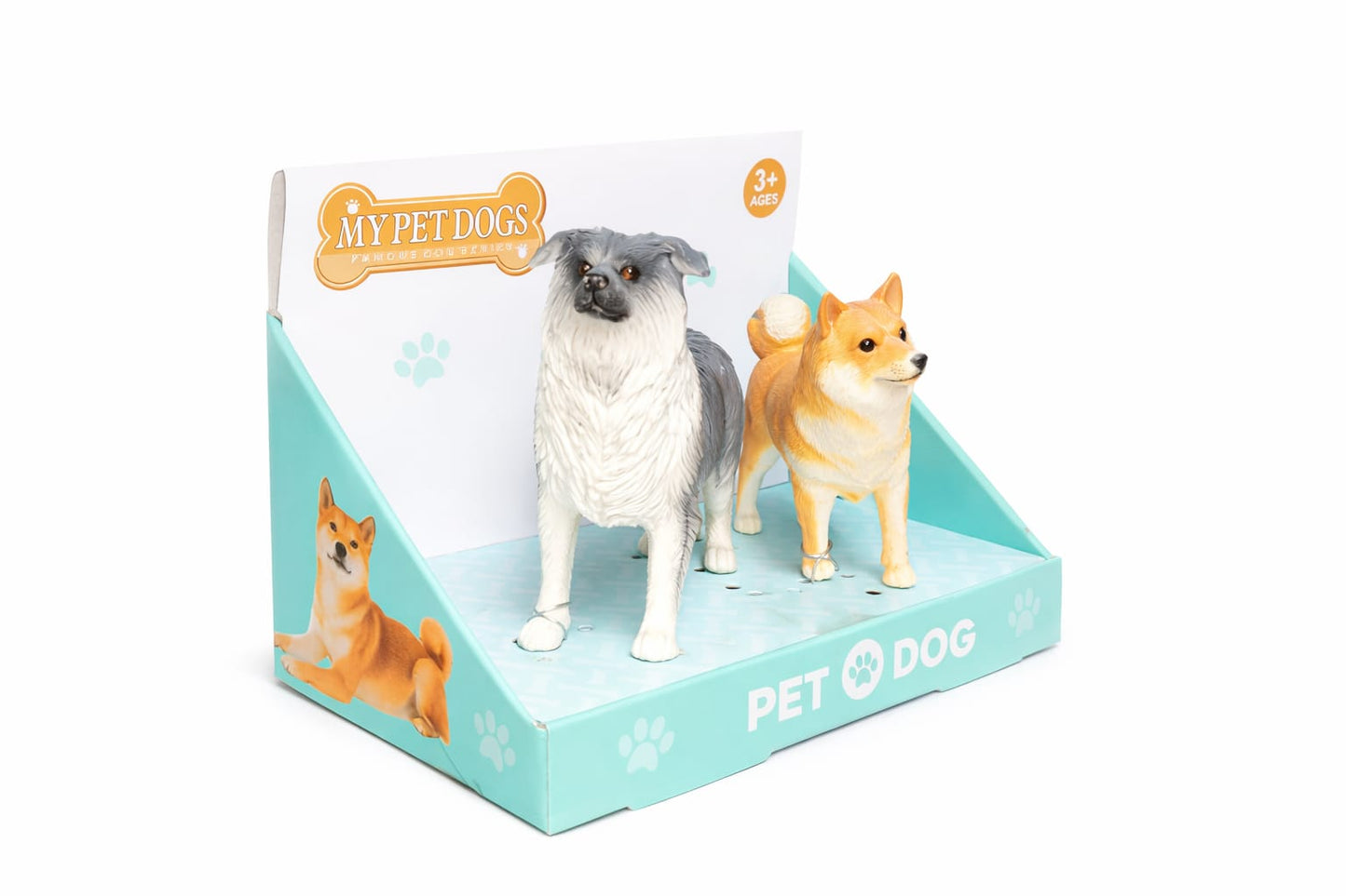 Realistic Pet Dog Toy Set – Decorative Dog Figurines for Kids | Plastic Animal Toy Set | Cute Dog Showpiece Gift for Kids (2 Dogs Pack)