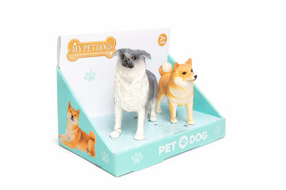 Realistic Pet Dog Toy Set – Decorative Dog Figurines for Kids | Plastic Animal Toy Set | Cute Dog Showpiece Gift for Kids (2 Dogs Pack)