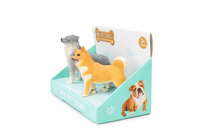 Realistic Pet Dog Toy Set – Decorative Dog Figurines for Kids | Plastic Animal Toy Set | Cute Dog Showpiece Gift for Kids (2 Dogs Pack)