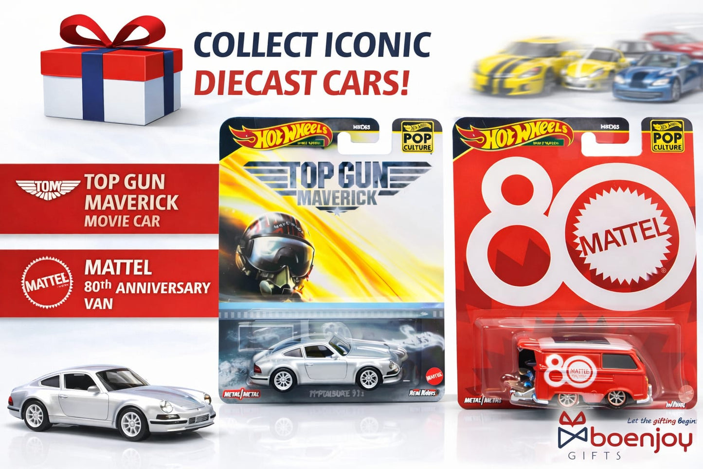 Hot Wheels Premium Die-Cast Cars Set | Top Gun Maverick Porsche 911 + Mattel 80 Van | Collectible Metal Cars|COD NOT AVAILABLE