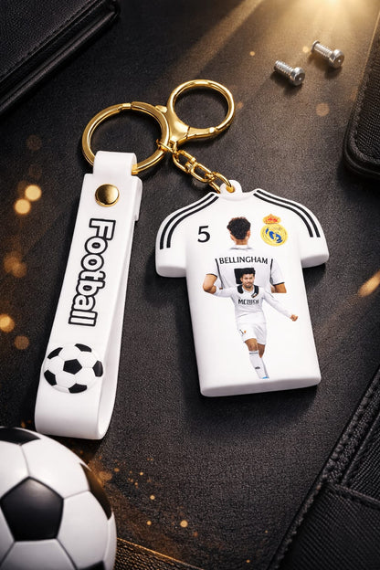 Football Jersey Keychain Bellingham 5 | Real Maderid Inspired | Football Fan Gift | Mini Jersey Keychain with Strap | Premium Quality Key Holder for Boys & Girls (Jude Bellingham)