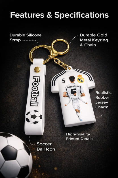 Football Jersey Keychain Bellingham 5 | Real Maderid Inspired | Football Fan Gift | Mini Jersey Keychain with Strap | Premium Quality Key Holder for Boys & Girls (Jude Bellingham)