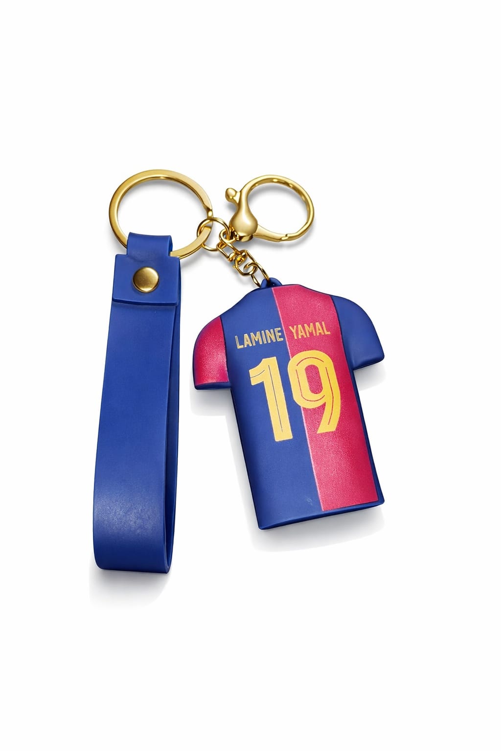 Football Jersey Keychain with Strap – No.19 Barceelona Style Mini Shirt Key Ring for Men, Boys & Football Fans | Premium Rubber Key Holder for Car, Bike & Bags (LAMINE YAMAL)