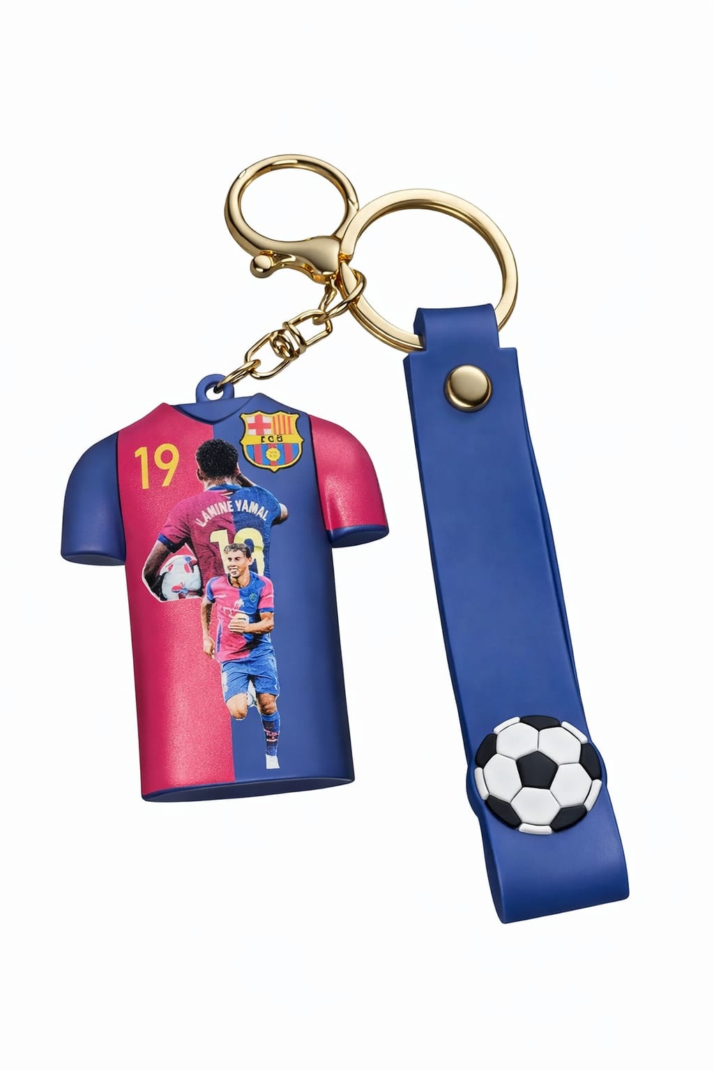 Football Jersey Keychain with Strap – No.19 Barceelona Style Mini Shirt Key Ring for Men, Boys & Football Fans | Premium Rubber Key Holder for Car, Bike & Bags (LAMINE YAMAL)