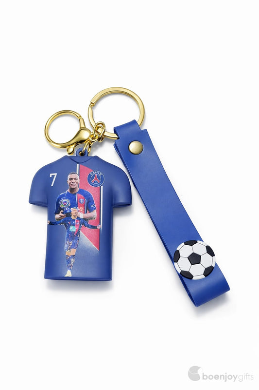 Football Jersey Keychain with Strap – PSG Inspired Player Design | Stylish Sports Keyring Gift for Fans