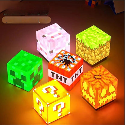 Minecraft Style LED Light Cube (Random Design, 1 Pc) | Glowing Pixel Night Lamp Block | Gaming Room Decor Light | Gift for Kids & Gamers