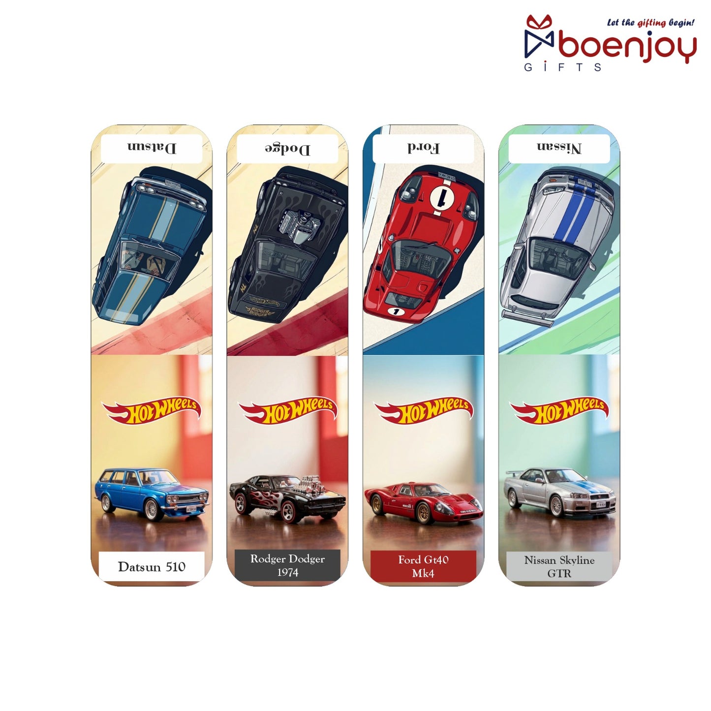 Hotwheels Bookmark Set of 10-8 Magnetic Bookmarks + 2 Paper Bookmarks for Book Lovers, Aesthetic Bookmarks, Magnetic Bookmarks for Readers (11 x 2.9 cm)