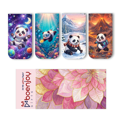 Panda Bookmark Set of 10-8 Magnetic Bookmarks + 2 Paper Bookmarks for Book Lovers, Aesthetic Bookmarks, Magnetic Bookmarks for Readers (11 x 2.9 cm)