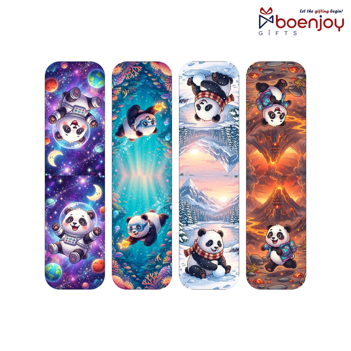 Panda Bookmark Set of 10-8 Magnetic Bookmarks + 2 Paper Bookmarks for Book Lovers, Aesthetic Bookmarks, Magnetic Bookmarks for Readers (11 x 2.9 cm)