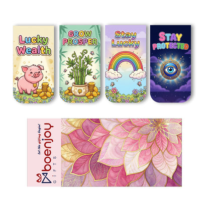 Lucky Charm Bookmark Set of 10-8 Magnetic Bookmarks + 2 Paper Bookmarks for Book Lovers, Aesthetic Bookmarks, Magnetic Bookmarks for Readers (11 x 2.9 cm)