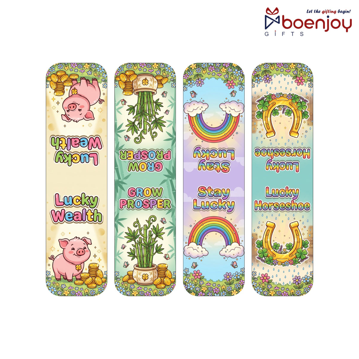 Lucky Charm Bookmark Set of 10-8 Magnetic Bookmarks + 2 Paper Bookmarks for Book Lovers, Aesthetic Bookmarks, Magnetic Bookmarks for Readers (11 x 2.9 cm)