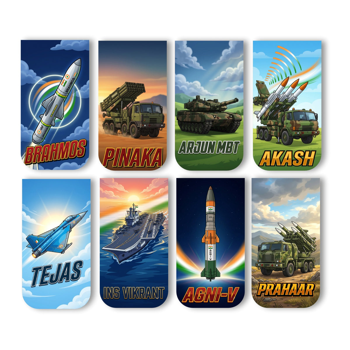 Defence Warriors Bookmark Set of 10-8 Magnetic Bookmarks + 2 Paper Bookmarks for Book Lovers, Aesthetic Bookmarks, Magnetic Bookmarks for Readers (11 x 2.9 cm)